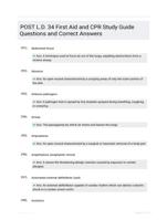 POST L.D. 34 First Aid and CPR Study Guide Questions and Correct Answers