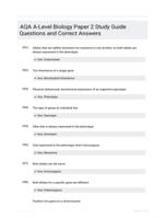 AQA A-Level Biology Paper 2 Study Guide Questions and Correct Answers