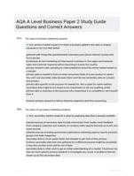 AQA A Level Business Paper 2 Study Guide Questions and Correct Answers