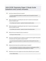 AQA GCSE Chemistry Paper 2 Study Guide Questions and Correct Answers