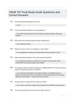 CNUR 107 Final Study Guide Questions and Correct Answers