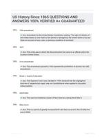 US History Since 1865 QUESTIONS AND ANSWERS 100% VERIFIED A+ GUARANTEED