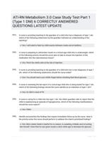 ATI-RN Metabolism 3.0 Case Study Test Part 1 (Type 1 DM) 6 CORRECTLY ANSWERED QUESTIONS LATEST UPDATE