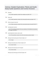 Gizmos- Student Exploration: Plants and Snails Study Guide Questions and Correct Answers