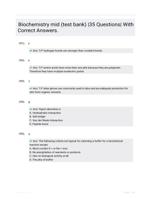 Biochemistry mid (test bank) |35 Questions| With Correct Answers.