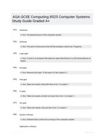 AQA GCSE Computing 8525 Computer Systems Study Guide Graded A+