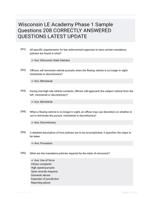 Wisconsin LE Academy Phase 1 Sample Questions 208 CORRECTLY ANSWERED QUESTIONS LATEST UPDATE