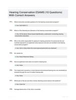 Hearing Conservation ESAMS |10 Questions| With Correct Answers.