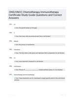 ONS/ONCC Chemotherapy Immunotherapy Certificate Study Guide Questions and Correct Answers