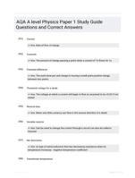 AQA A level Physics Paper 1 Study Guide Questions and Correct Answers