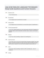 AQA GCSE ENGLISH LANGUAGE TECHNIQUES Study Guide Questions and Correct Answers