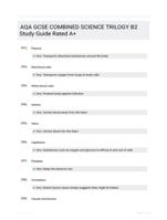 AQA GCSE COMBINED SCIENCE TRILOGY B2 Study Guide Rated A+