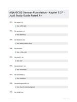 AQA GCSE German Foundation - Kapitel 5.2F -Judd Study Guide Rated A+