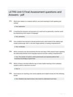 LETRS Unit 5 Final Assessment questions and Answers - pdf