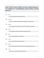 AQA GCSE French 8658 Common abbreviations 10 CORRECTLY ANSWERED QUESTIONS LATEST UPDATE