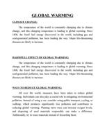 Global warming English essay for matric board student