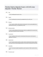 Florida Claims Adjuster Exam, 6-20 All Lines Adjuster- Florida- Review