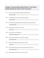 Oregon Cosmetology State Board- Hair Study Guide Questions and Correct Answers