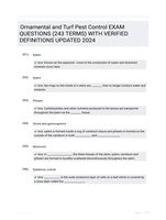 Ornamental and Turf Pest Control EXAM QUESTIONS (243 TERMS) WITH VERIFIED DEFINITIONS UPDATED 2024