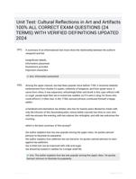 Unit Test: Cultural Reflections in Art and Artifacts 100% ALL CORRECT EXAM QUESTIONS (24 TERMS) WITH VERIFIED DEFINITIONS UPDATED 2024