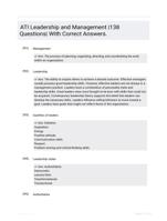 ATI Leadership and Management |138 Questions| With Correct Answers.