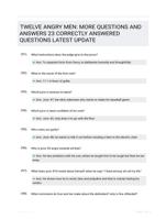 TWELVE ANGRY MEN: MORE QUESTIONS AND ANSWERS 23 CORRECTLY ANSWERED QUESTIONS LATEST UPDATE