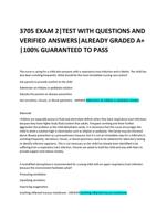 3705 EXAM 2|TEST WITH QUESTIONS AND  VERIFIED ANSWERS|ALREADY GRADED A+ |100% GUARANTEED TO PASS