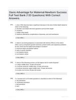 Davis Advantage for Maternal-Newborn Success Full Test Bank |133 Questions| With Correct Answers.