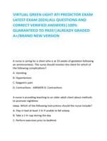 VIRTUAL GREEN LIGHT ATI PREDICTOR EXAM  LATEST EXAM 2024|ALL QUESTIONS AND  CORRECT VERIFIED ANSWERS