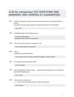 A-35 Air compressor COF QUESTIONS AND ANSWERS 100% VERIFIED A+ GUARANTEED