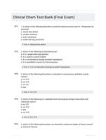 Clinical Chem Test Bank (Final Exam)