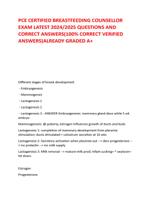 PCE CERTIFIED BREASTFEEDING COUNSELLOR  EXAM LATEST 2024/2025 QUESTIONS AND  CORRECT ANSWERS(100% CORRECT VERIFIED  ANSWERS)