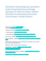 Test bank for Pharmacology Clear and Simple A  Guide to Drug Classifications and Dosage  Calculations