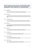 BTEC Health and Social Care QUESTIONS AND ANSWERS 100% VERIFIED A+ GUARANTEED