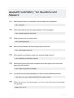 Walmart Food/Safety Test Questions and Answers