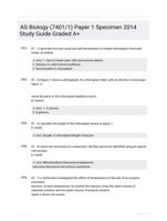 AS Biology (7401/1) Paper 1 Specimen 2014 Study Guide Graded A+