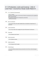 3.1.3 Production, costs and revenue - AQA A-Level Year 1 Economics Study Guide Rated A+