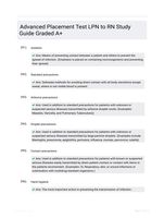 Advanced Placement Test LPN to RN Study Guide Graded A+