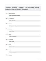 AQA AS Spanish - Paper 1 7691/1 Study Guide Questions and Correct Answers