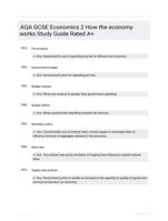 AQA GCSE Economics 2 How the economy works Study Guide Rated A+