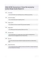 AQA GCSE Economics 2 How the economy works Study Guide Rated A+