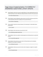 Sage Intacct Implementation 73 CORRECTLY ANSWERED QUESTIONS LATEST UPDATE