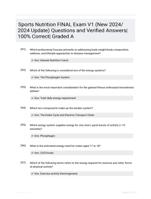 Sports Nutrition FINAL Exam V1 (New 2024/ 2024  Update) Questions and Verified Answers| 100%  Correct| Graded A