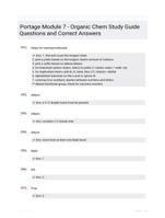 Portage Module 7 - Organic Chem Study Guide Questions and Correct Answers