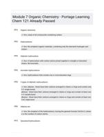 Module 7 Organic Chemistry - Portage Learning Chem 121 Already Passed