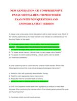 NEW GENERATION ATI COMPREHENSIVE EXAM: MENTAL HEALTH PROCTORED EXAM WITH NGN QUESTIONS AND ANSWERS LATEST VERSION