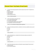 Clinical Chem Test Bank (Final Exam)