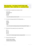 Microbiology - Test Bank QUESTIONS AND ANSWERS 100% VERIFIED A+ GUARANTEED