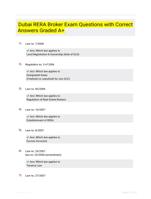 Dubai RERA Broker Exam Questions with Correct Answers Graded A+