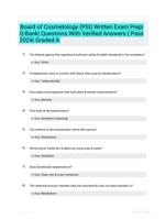 Board of Cosmetology (PSI) Written Exam Prep| Q-Bank| Questions With Verified Answers ( Pass 2024| Graded A